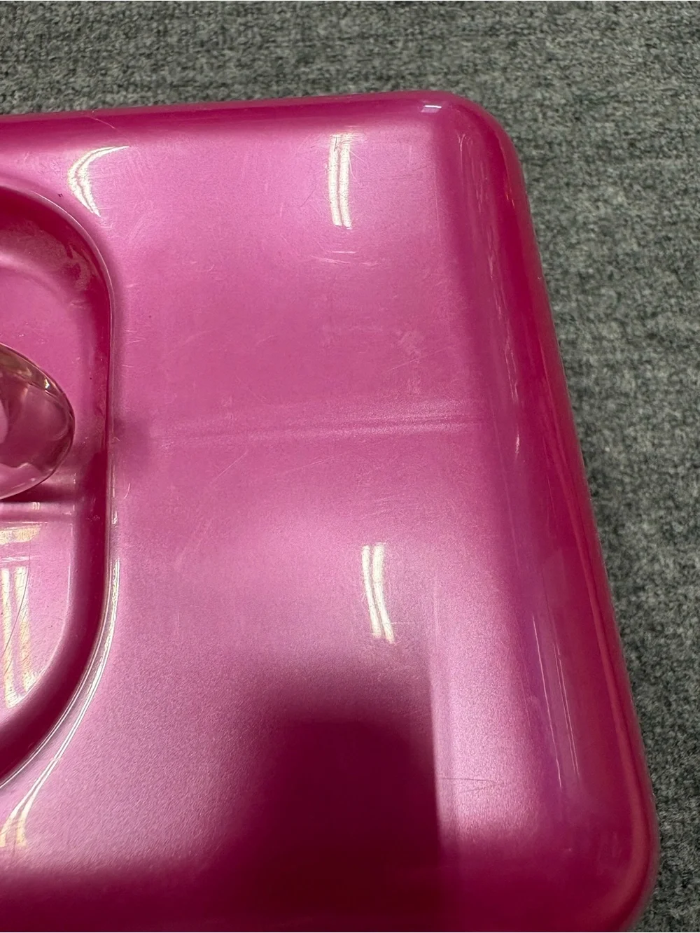 Vintage Caboodles Hot Pink Glossy Hard Shell Makeup Case with Clear Handle